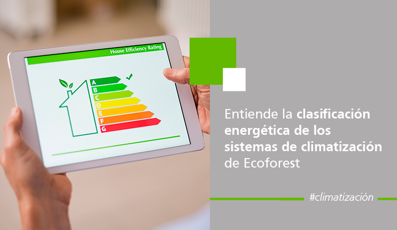 Figura explicando la clasificación energética de los sistemas de climatización de Ecoforest.