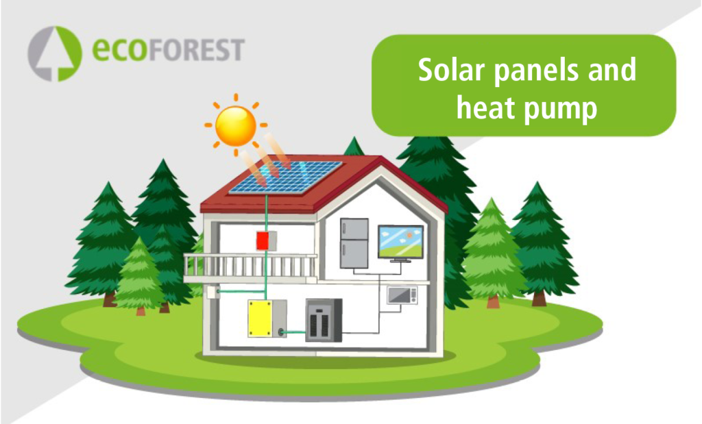 Solar panels and heat pumps. Ecoforest.